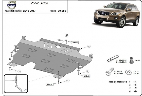 Unterfahrschutz für Motor und Getriebe aus Stahl für  Volvo XC60