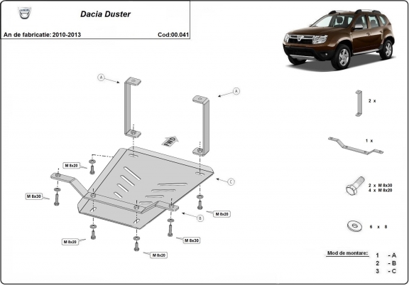 Stahl Differentialschutz für  Dacia Duster