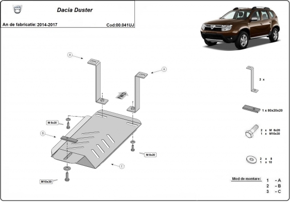 Stahl Differentialschutz für  Dacia Duster 4x4