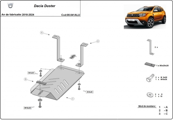 Aluminium Differentialschutz für  Dacia Duster 4x4