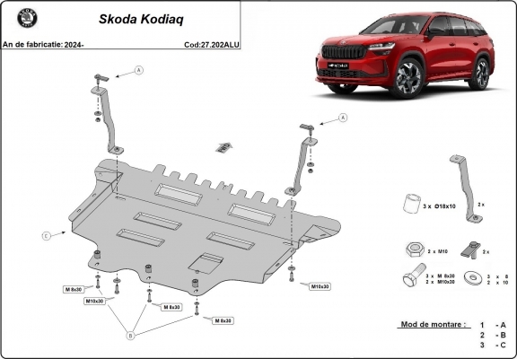 Aluminium Unterfahrschutz für Motor der Marke Skoda Kodiaq
