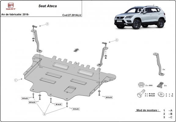 Aluminium Unterfahrschutz für Motor der Marke Seat Ateca
