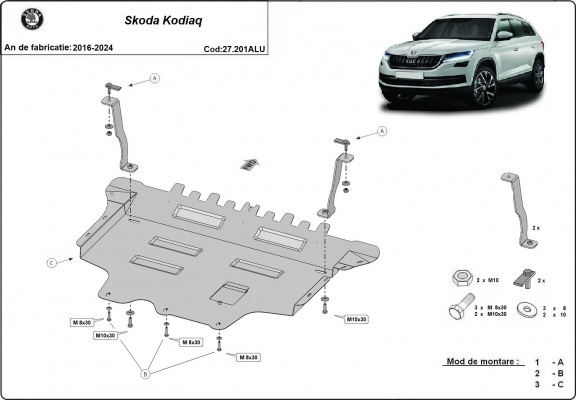 Aluminium Unterfahrschutz für Motor der Marke Skoda Kodiaq