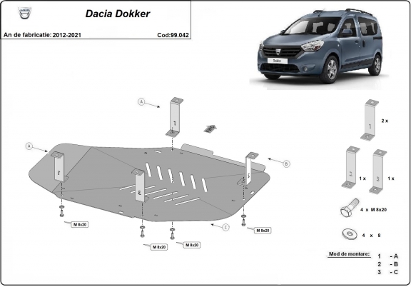 Stahschutz für Treibstofftank der Marke  Dacia Dokker