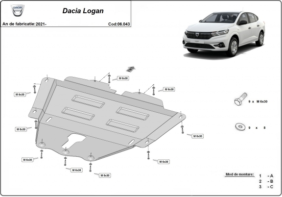Unterfahrschutz für Motor der Marke Dacia Logan