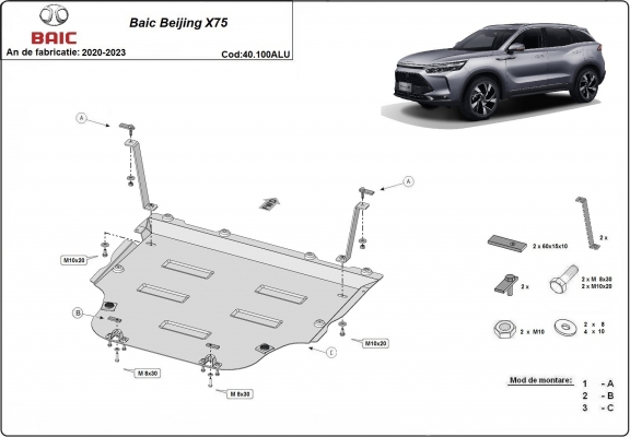 Aluminium Unterfahrschutz für Motor der Marke BAIC Beijing X75