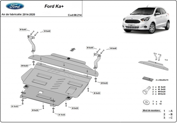 Unterfahrschutz für Motor der Marke Ford KA+