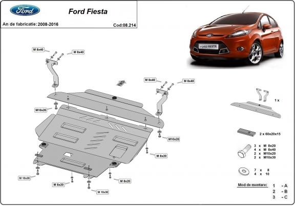 Unterfahrschutz für Motor der Marke Ford Fiesta
