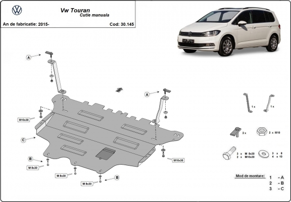 Unterfahrschutz für Motor der Marke VW Touran - Schaltgetriebe