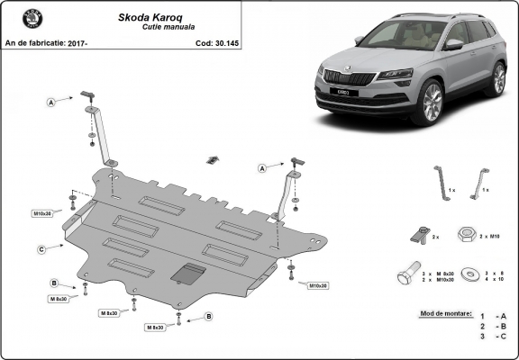 Unterfahrschutz für Motor der Marke Skoda Karoq - Schaltgetriebe