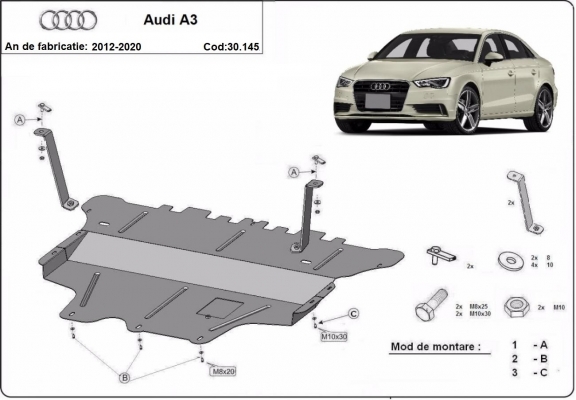 Unterfahrschutz für Motor der Marke Audi A3 (8V)