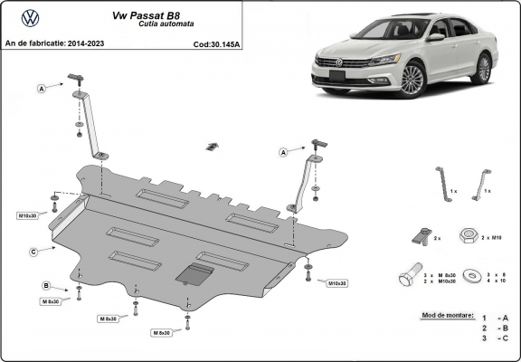 Unterfahrschutz für Motor der Marke VW Passat B8 - Automatikgetriebe
