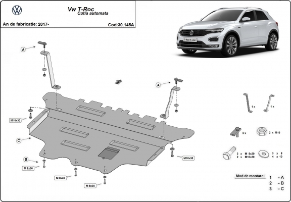 Unterfahrschutz für Motor der Marke Volkswagen T-Roc - Automatikgetriebe