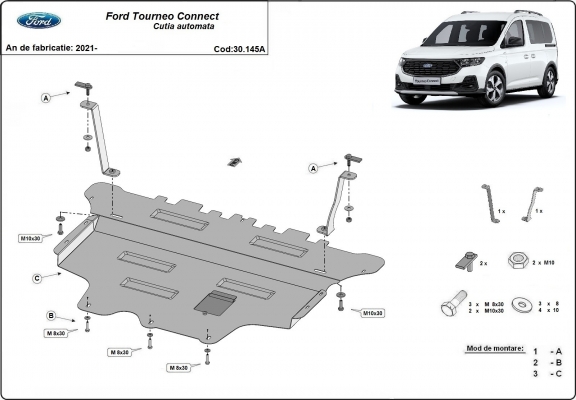Unterfahrschutz für Motor der Marke Ford Tourneo Connect - Automatikgetriebe