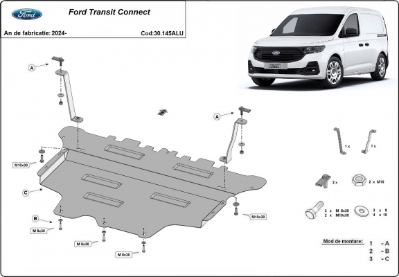 Aluminium Unterfahrschutz für Motor der Marke Ford Transit Connect