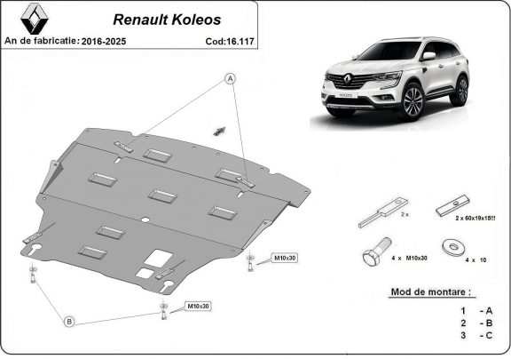 Unterfahrschutz für Motor der Marke Renault Koleos