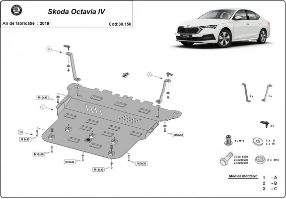 Unterfahrschutz für Motor der Marke Skoda Octavia 4