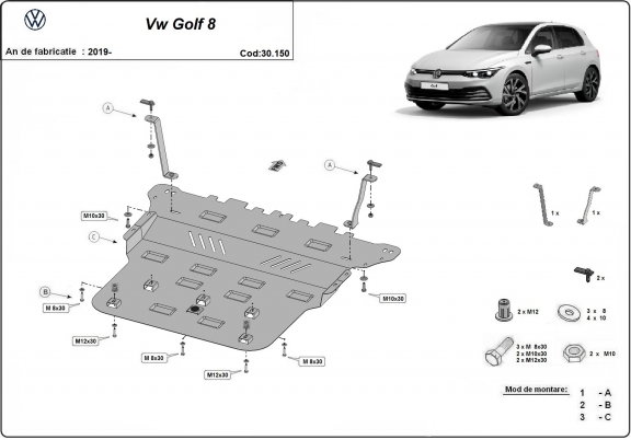 Unterfahrschutz für Motor der Marke VW Golf 8
