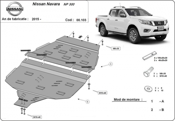 Stahl Getriebe Schutz für Nissan Navara NP300 - D23