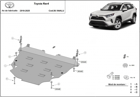 Aluminium Unterfahrschutz für Motor der Marke Toyota RAV4