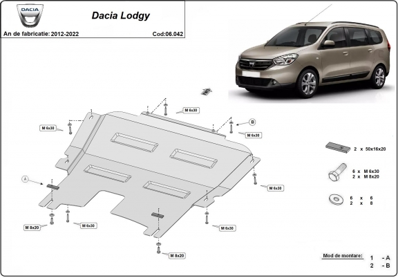Unterfahrschutz für Motor der Marke Dacia Lodgy