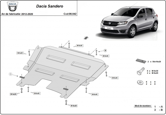 Unterfahrschutz für Motor der Marke Dacia Sandero 2
