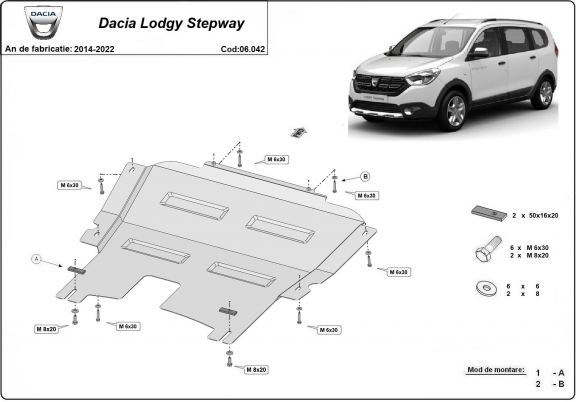 Unterfahrschutz für Motor der Marke Dacia Lodgy Stepway