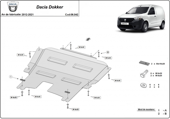 Unterfahrschutz für Motor der Marke Dacia Dokker