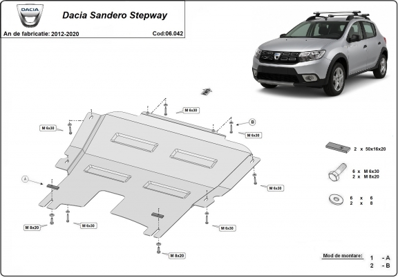 Unterfahrschutz für Motor der Marke Dacia Sandero Stepway