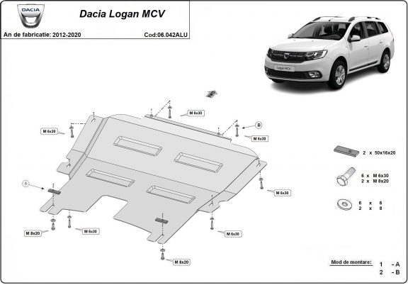 Aluminium Unterfahrschutz für Motor der Marke DACIA LOGAN MCV