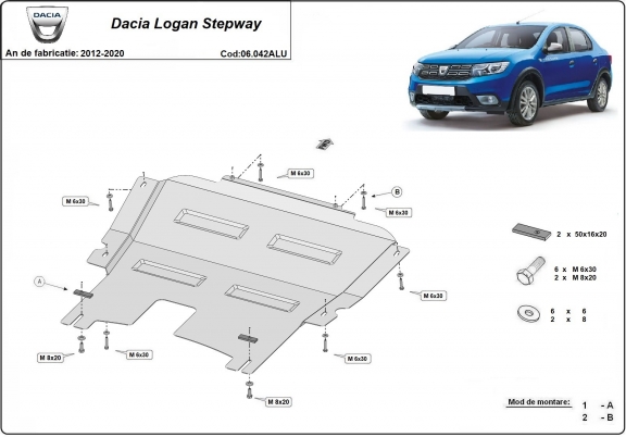 Aluminium Unterfahrschutz für Motor und Getriebe für den Dacia Logan Stepway