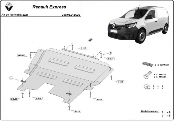 Aluminium Unterfahrschutz für Motor der Marke Renault Express