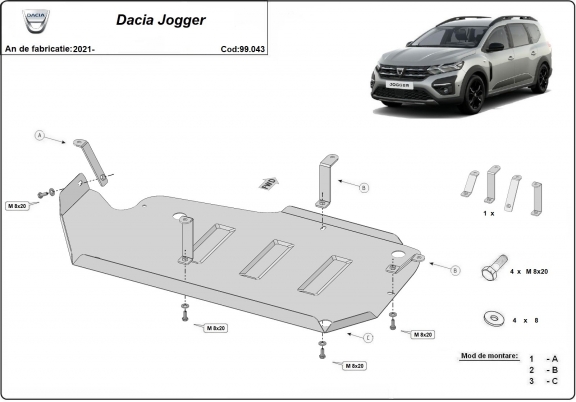 Stahschutz für Treibstofftank der Marke  Dacia Jogger