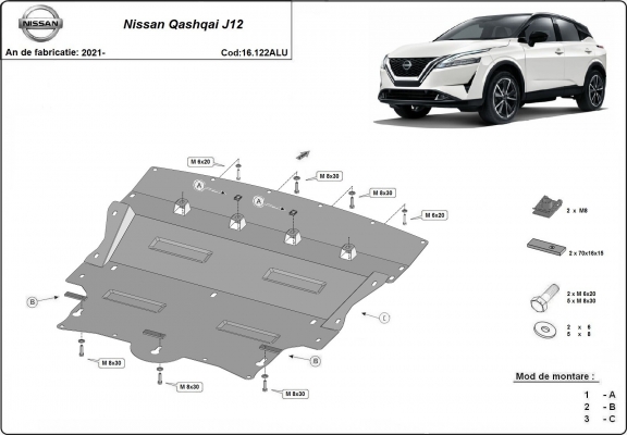 Aluminium  Unterfahrschutz Nissan Qashqai J12 