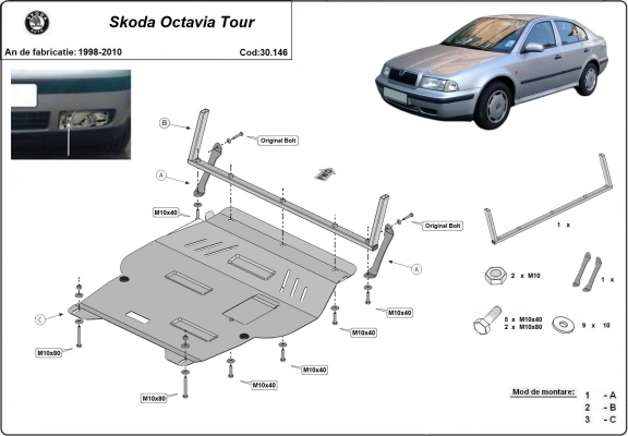 Unterfahrschutz für Motor der Marke Skoda Octavia Tour