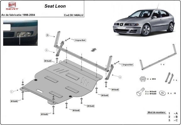 Aluminium Unterfahrschutz für Motor und Getriebe für den Seat Leon