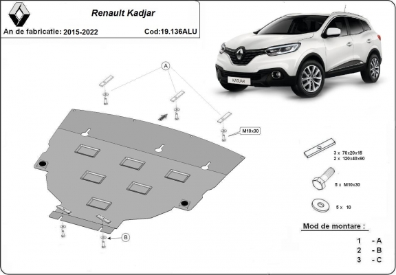 Aluminium  Unterfahrschutz Renault Kadjar 
