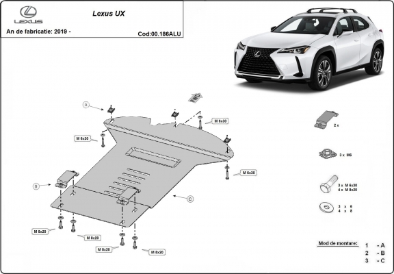 Aluminium-Katalysatorschutz / Kat-Schloss für Lexus UX