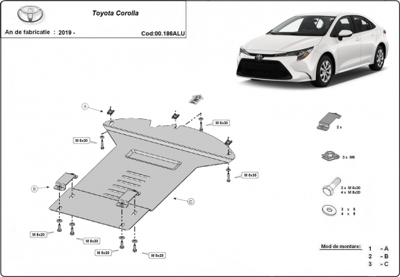 Aluminium-Katalysatorschutz / Kat-Schloss für Toyota Corolla