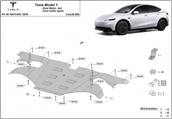 Unterfahrschuzt für Elektromotor hinten Tesla Model Y AWD