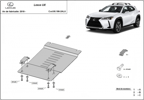 Aluminium-Katalysatorschutz / Kat-Schloss für Lexus UX