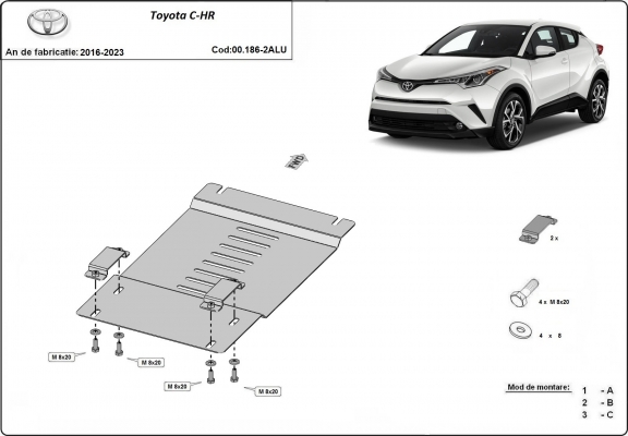 Aluminium-Katalysatorschutz / Kat-Schloss für Toyota C-HR
