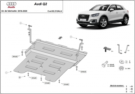 Aluminium Unterfahrschutz für Motor und Getriebe für den Audi Q2