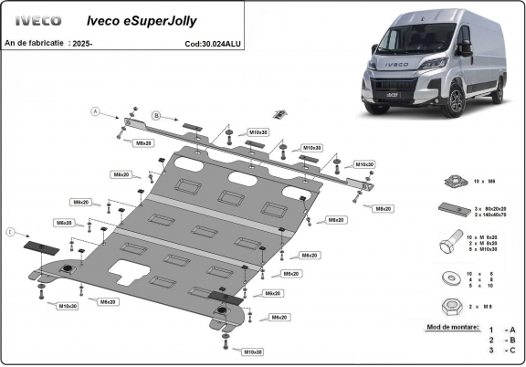 Aluminium Unterfahrschutz für Motor und Getriebe für den Iveco eSuperJolly