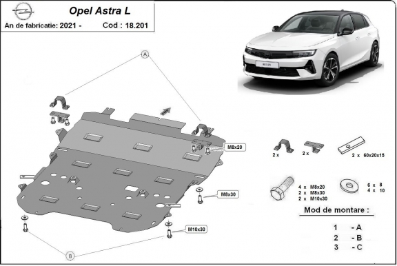 Unterfahrschutz für Motor der Marke Opel Astra L