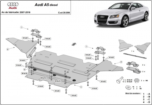 Unterfahrschutz für Motor der Marke Audi A5, diesel