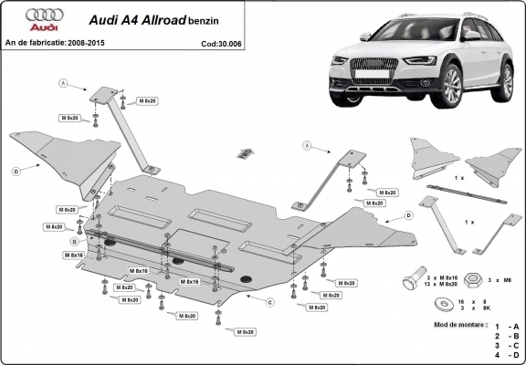 Unterfahrschutz für Motor der Marke Audi A4 B8 All Road, benzin