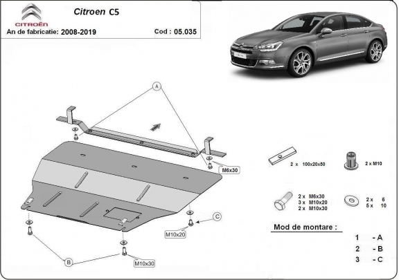 Unterfahrschutz für Motor der Marke citroen C5
