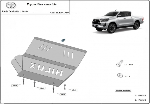 Kühlerschutz für unten aus Aluminium für Toyota Hilux Invincible