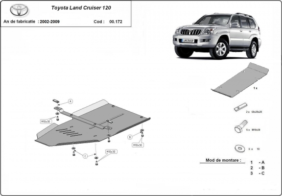 Stahl Getriebe Schutz für  Toyota Land Cruiser J120